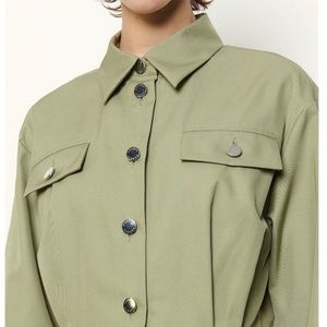 Green liana cotton twill mini dress - Sandro